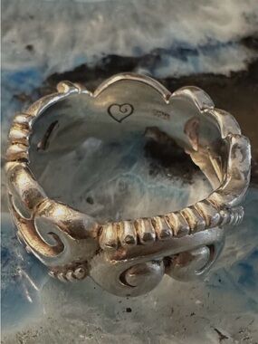 Vintage Brighton Band Scroll Heart Sterling Silver Ring Sz 7